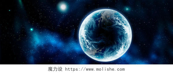 蓝色科技唯美梦幻地球星空星球高清海报banner背景图
